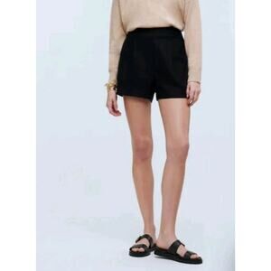 NEW MADEWELL Clean Pull On 100% Linen Shorts XL Black Lightweight 3.5" Pockets